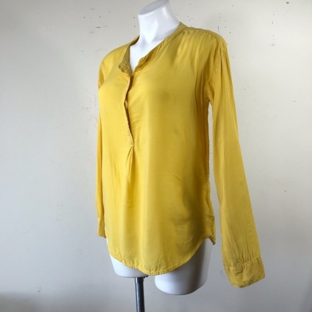 Splendid Yellow Henley Long Sleeve Tunic Blouse Top M Spring Summer Boho - Picture 13 of 14